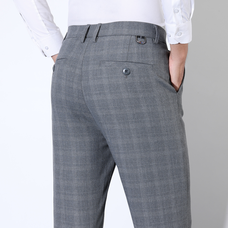 Men'S Groom - 男性用のクラシックなストライプのスーツパンツ,綿の市松模様のスーツパンツ,ビジネス,カジュアル,ストレッチ,ウェディングドレス,男性のファッション,秋
