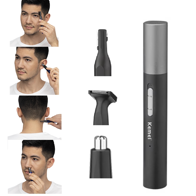 Men'S Grooming Electric Trimmer - Kemei Pro 充電式鼻毛トリマーペンひげグルーミングキット電動フェイシャルネックラインボディトリマー耳眉毛トリマー男性女性用