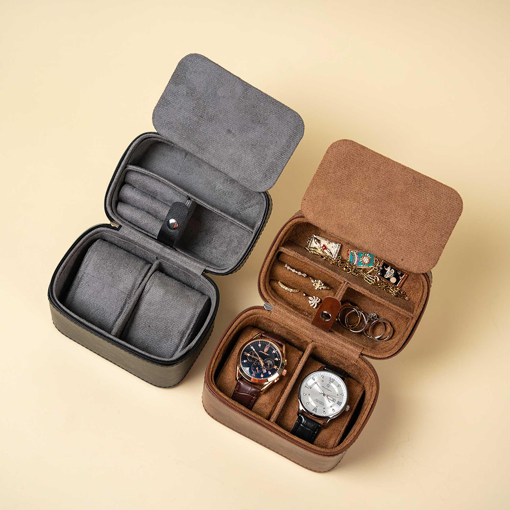 Mens Grooming Box - 男性用パーソナライズウォッチボックス、トラベルジュエリーケース、レザーカスタムトラベルウォッチケース、ブラウンウォッチボックス、彼へのギフト、新郎へのギフト