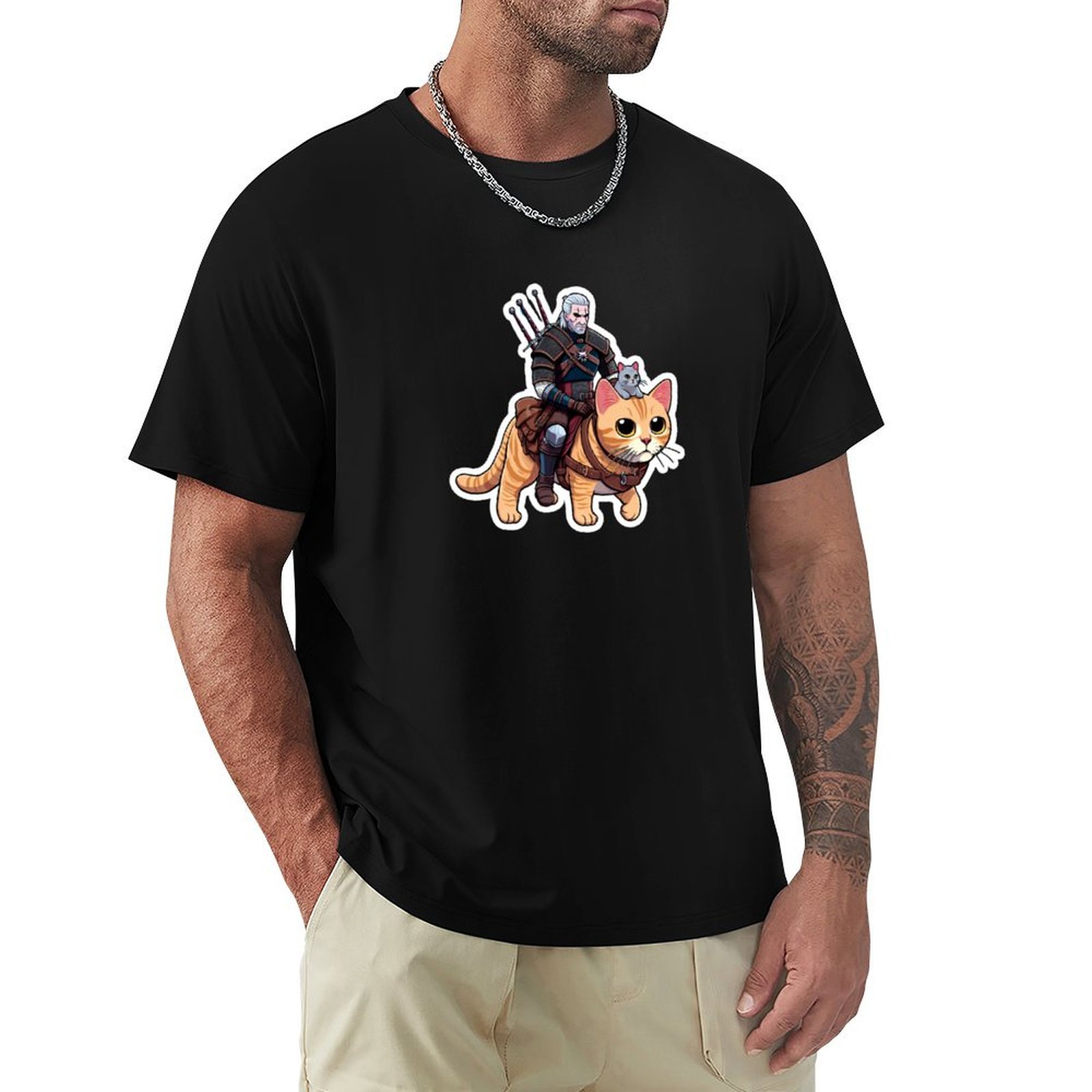 Men'S Grooming Package - ゲラルトの猫のグルーミングガイドTシャツ。綿素材のシンプルなTシャツで、男性向け。パッケージ入り。
