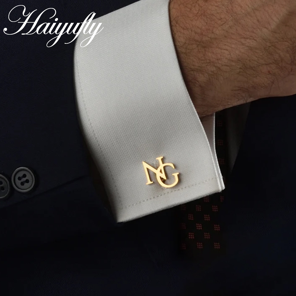 Men'S Groom - Haiyufly-パーソナライズされた名前のカフスボタン,ステンレス鋼のシャツのカフボタン,結婚式のギフトとして最適な男性用ジュエリー