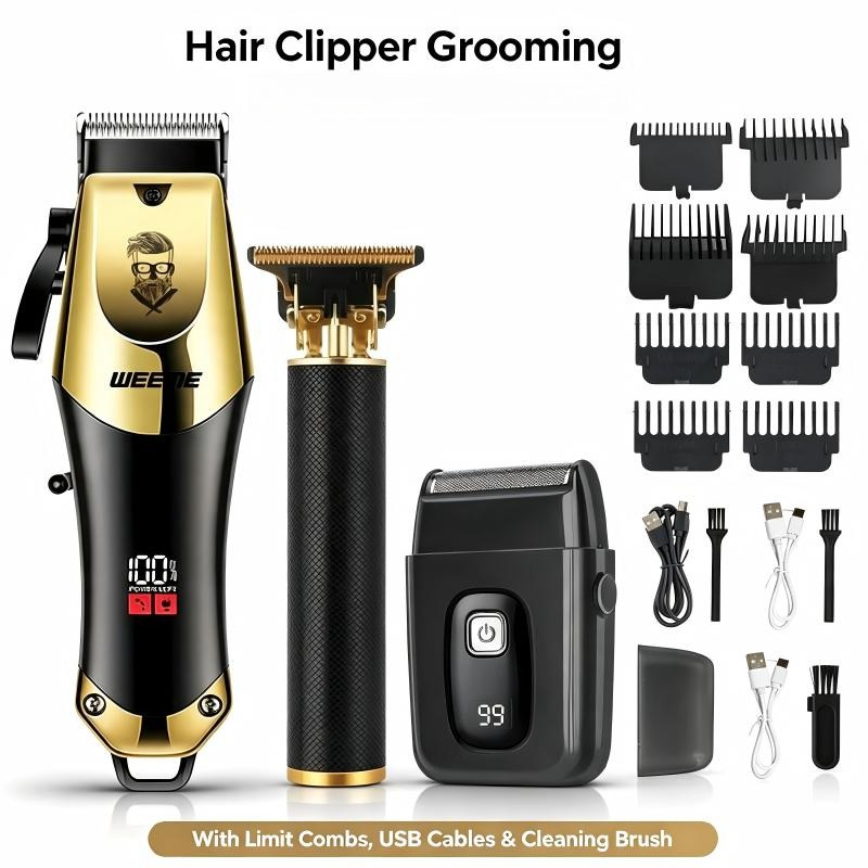 Men'S Grooming Package - 男性用ヘアカット ワイヤレスヘアクリッパー 電動ヘアトリマー マルチサイズリミットコーム 家庭用DIYグルーミングパッケージ 家族向け