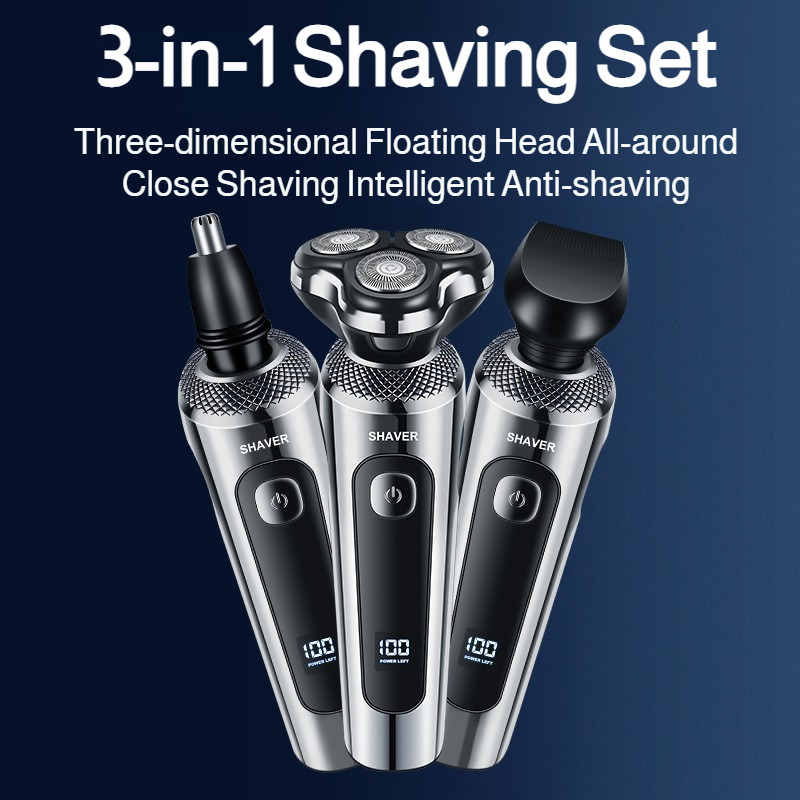 Men Grooming Full Body - スマートデジタルディスプレイ電気シェーバー、フローティングヘッド付き、全身洗浄可能、男性の毎日のグルーミング、家庭用、旅行用