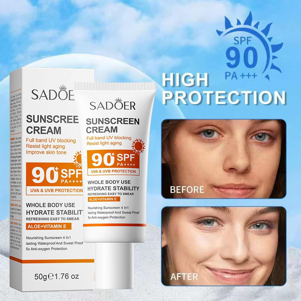 Face Moisturizer Spf - Sadoer 日焼け止めクリーム 高保護 SPF 90+ PA+++