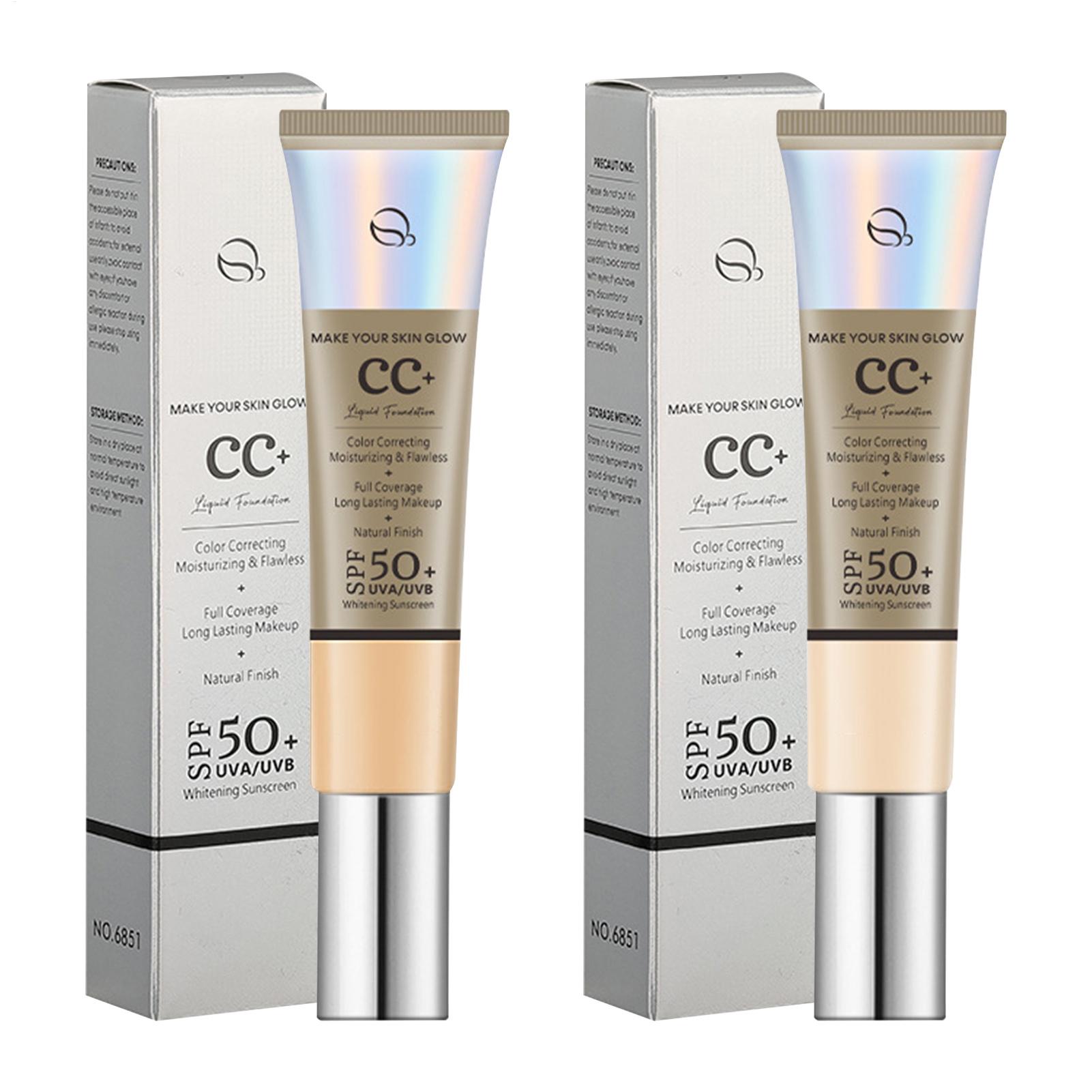 Face Moisturizer Spf - CCクリームファンデーション SPF50 日焼け止めファンデーション コンシーラー 軽量 保湿