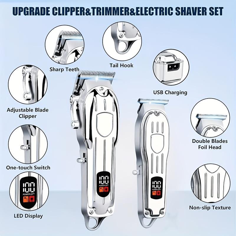 USB充電式ヘアクリッパーセット — コードレス、多機能トリ - Men'S Grooming Electric Trimmer のレビューと価格