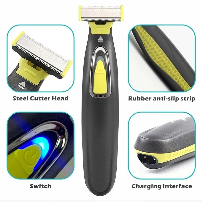 ポータブル USB 充電電気シェーバー T 字型刃全身洗える - Men Grooming Full Body のレビューと価格
