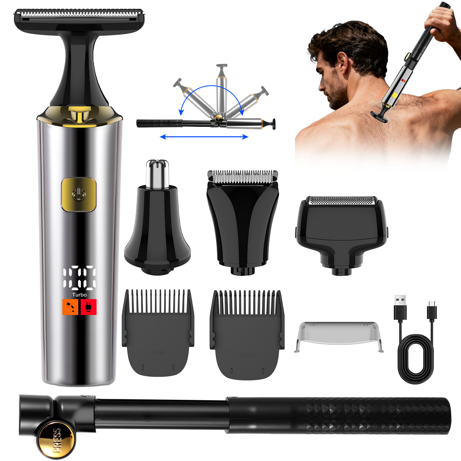 ハッテカー電動充電式全身用ヘアトリマー メンズシェーバー グ - Men Grooming Full Body のレビューと価格