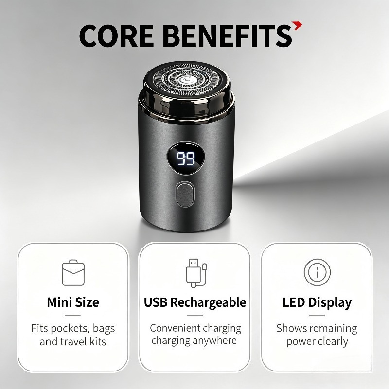 USB充電式防水電気シェーバー（男性用）、LEDディスプレイ - Mens Grooming Box のレビューと価格